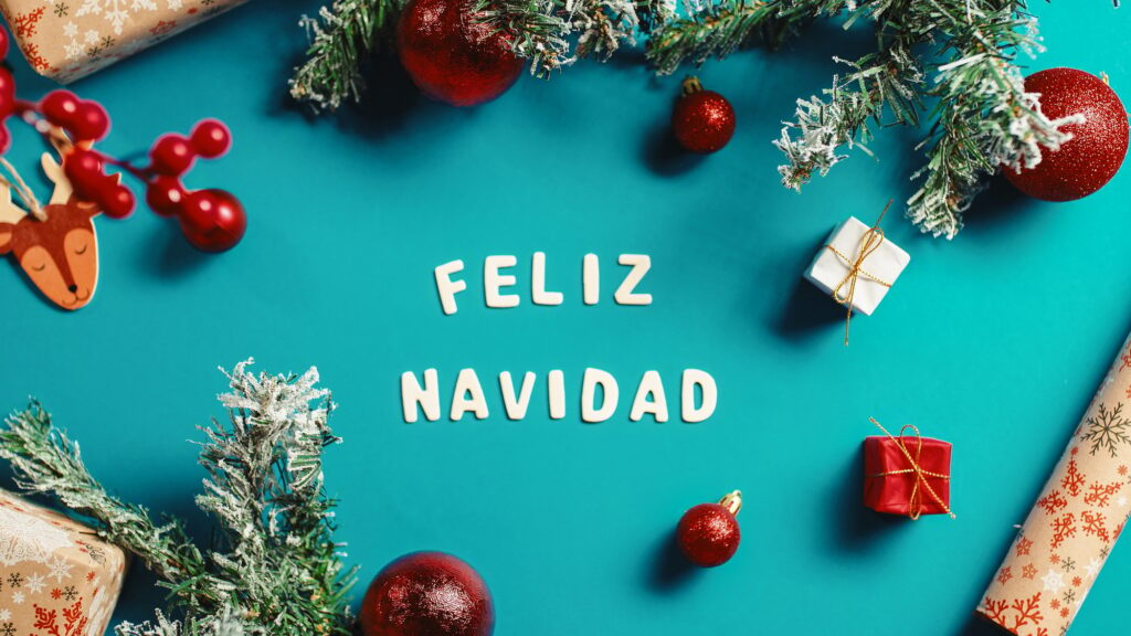 Christmas backgroaund with feliz navidad sign